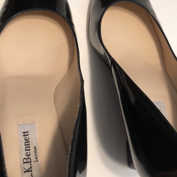 L. K. Bennett London Black Patient Leather Wedge Size 39 - Picture 9 of 9